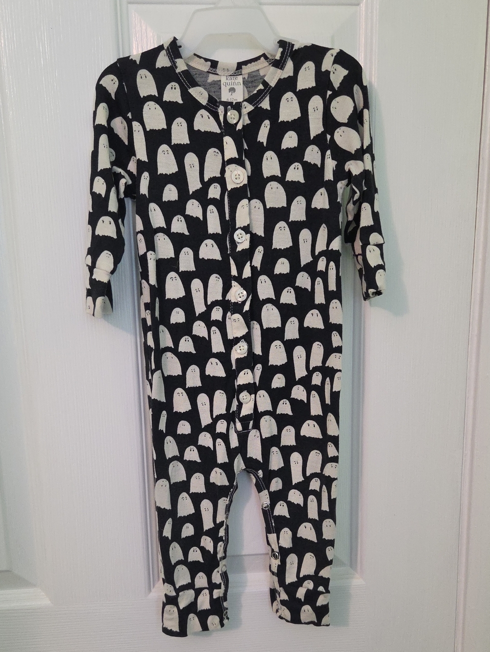 Kate Quinn Ghost Print Long Sleeve Sleeper 6-12 Months Halloween